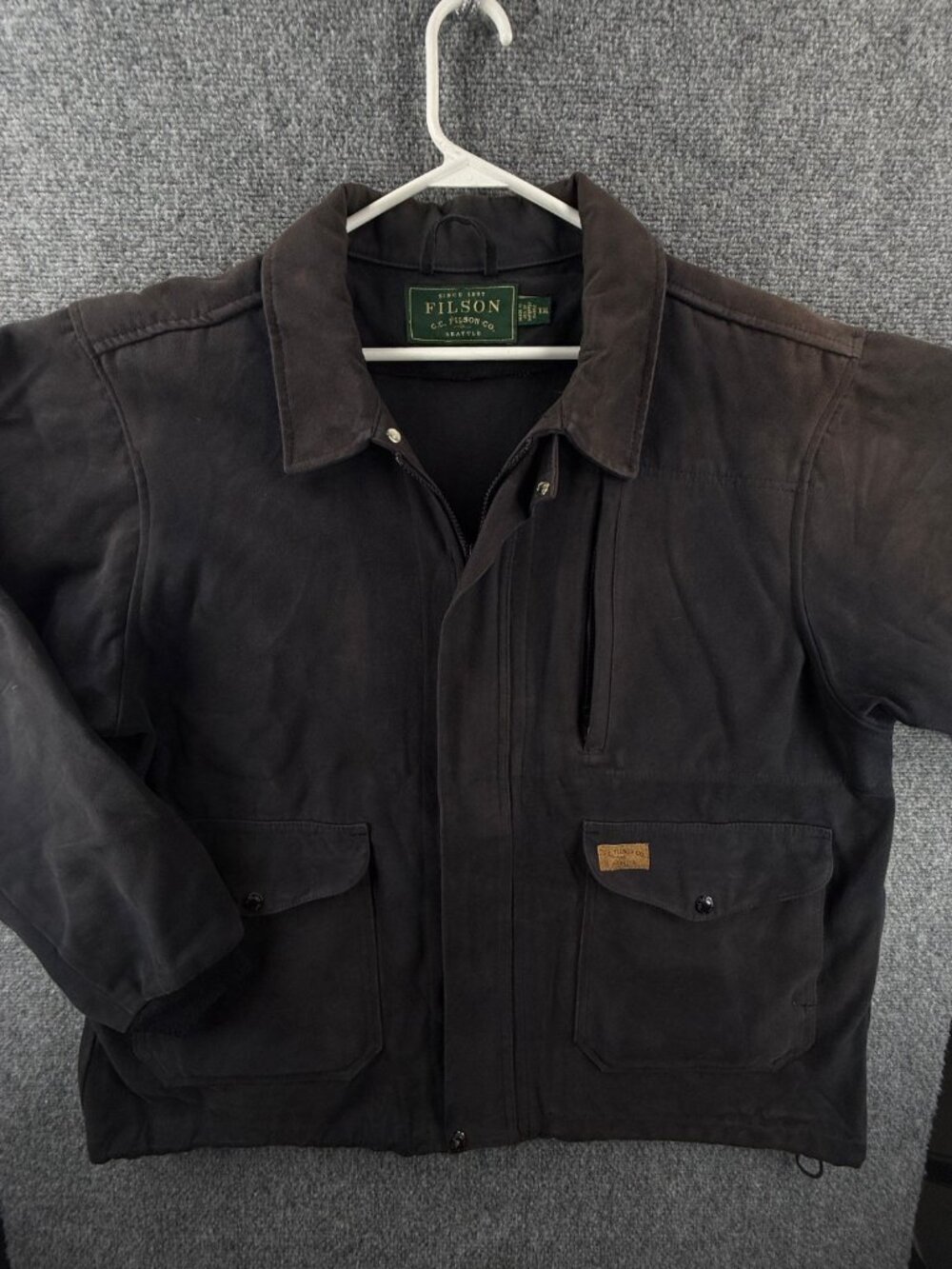 CC Filson Men 2XL Navy Blue Moleskin Full Zip Harrington Jacket Pockets Soft **